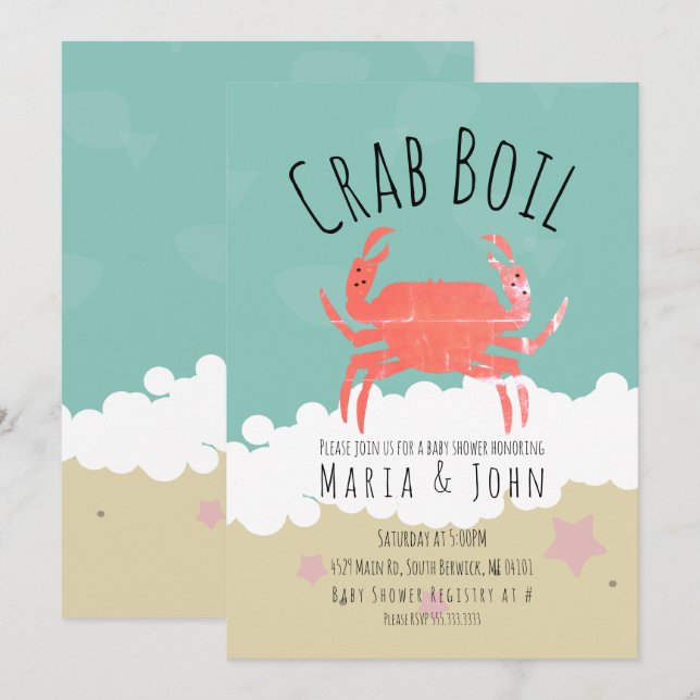 Crab Boil Party  Baby Shower Beach Invitation (Front/Back)