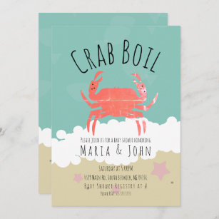 Crab Boil Party  Baby Shower Beach Invitation