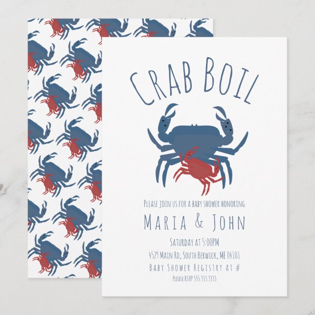 Crab Boil Party  Baby Shower Crawfish Invitation (Front/Back)