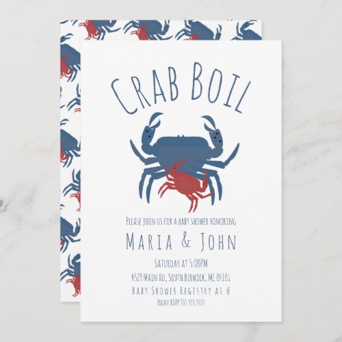 Crab Boil Party  Baby Shower Crawfish Invitation