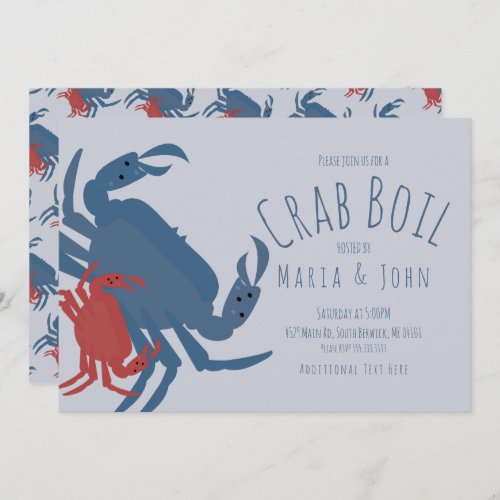 Crab Boil Party  Birthday Dinner Crawfish Blue Invitation