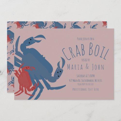 Crab Boil Party  Birthday Dinner Crawfish Pink Invitation