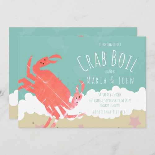 Crab Boil Party Sand Ocean Waves Invitation