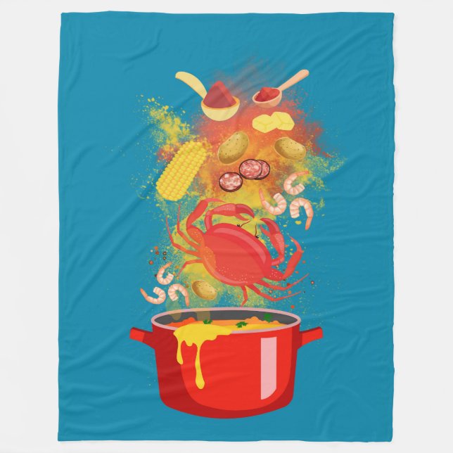 Crab Boil Pot Fleece Blanket (Front)