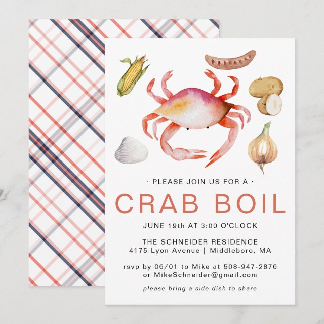 Crab Boil | Seafood Cookout Party Invitation (Front/Back)