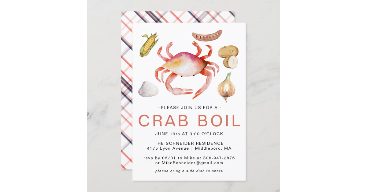 Crab Boil | Seafood Cookout Party Invitation | Zazzle