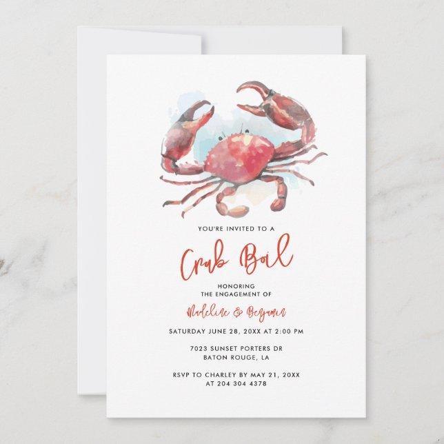 Crab Boil Seafood Engagement Party Invitation (Front)