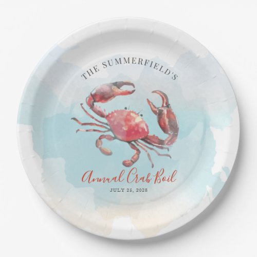 Crab Boil Seafood Family Summer Party Watercolor Paper Plates