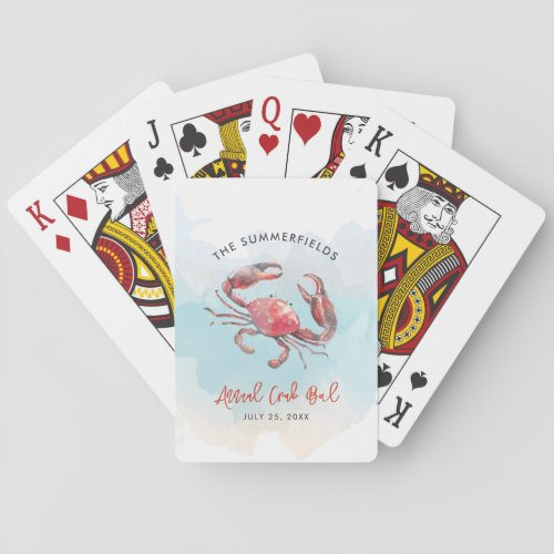 Crab Boil Seafood Family Summer Party Watercolor Poker Cards
