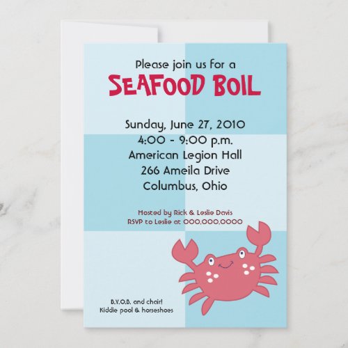 CRAB BOIL Seafood Party 5x7 Birthday Baby Shower Invitations