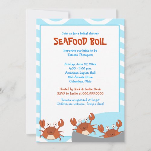 CRAB BOIL Seafood Party Bridal Shower Invitation