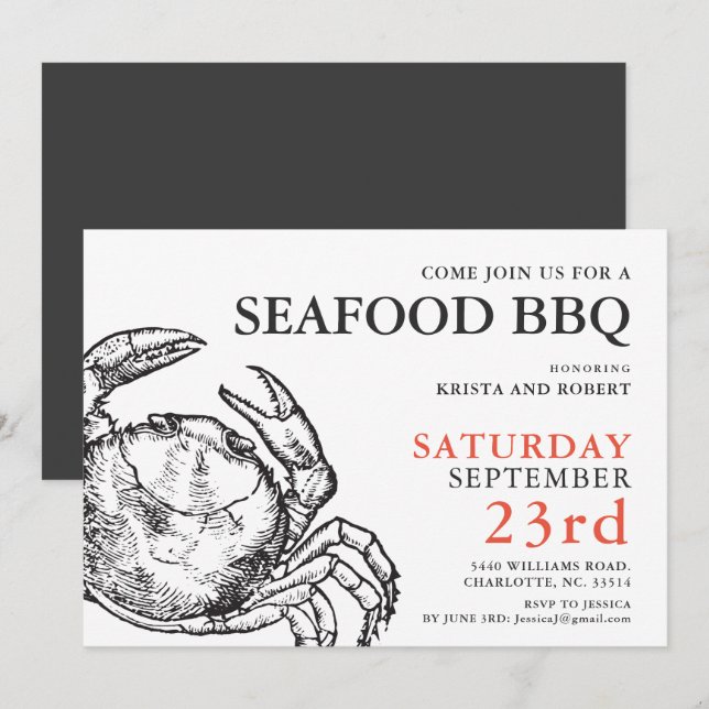 Crab Boil Seafood Party Custom Invitation (Front/Back)