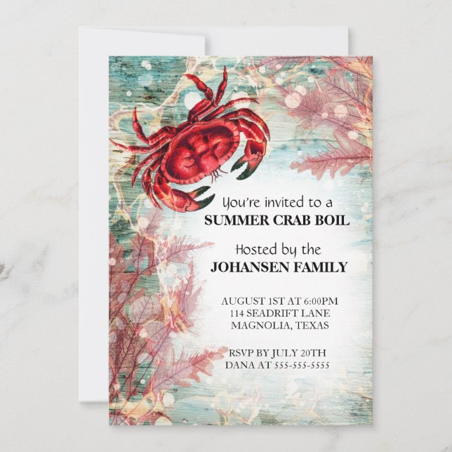 Crab Boil Seafood Summer Party Invitation (Front)