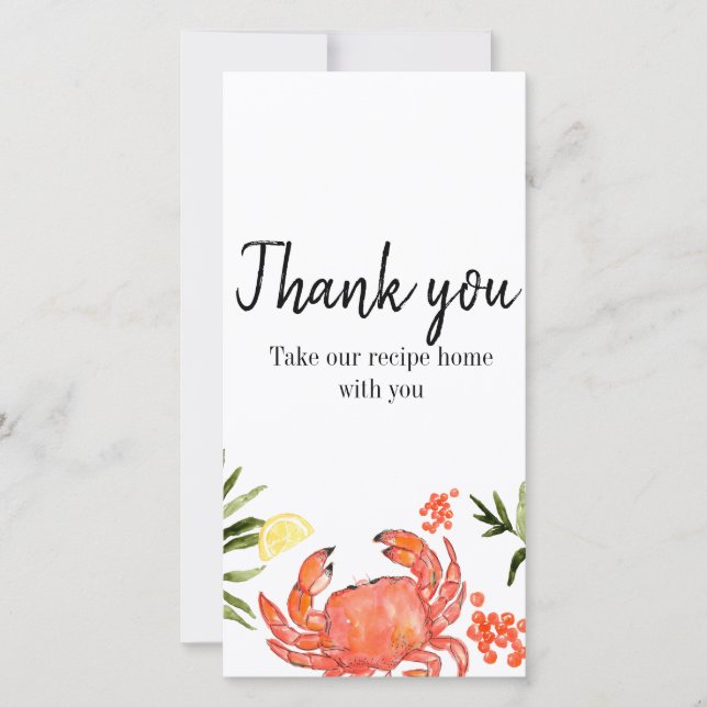 Crab boil summer party recipe thank you card (Front)