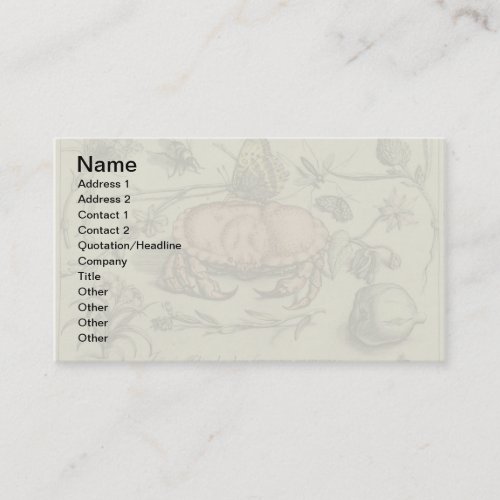Vintage Crab, Botanicals, Insects, and Flowers Business Card Templates