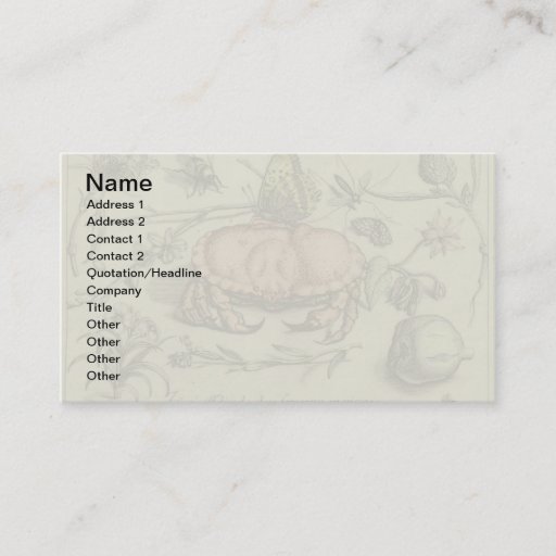Customizable Vintage Crab, Botanicals, Insects, and Flowers Business Card Templates