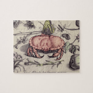 Crab Botanical Insect Flower Illustration Jigsaw Puzzle
