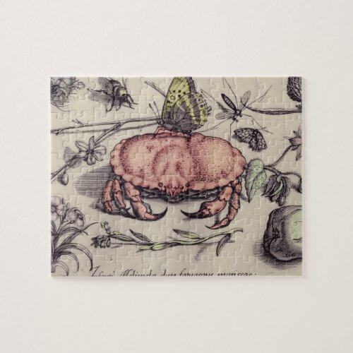 Crab Botanical Insect Flower Illustration Jigsaw Puzzle