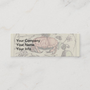 Crab Botanical Insect Flower Illustration Mini Business Card