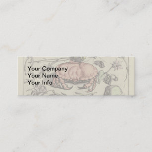 Crab Botanical Insect Flower Illustration Mini Business Card
