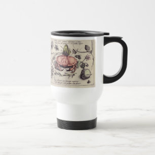 Crab Botanical Insect Flower Illustration Travel Mug