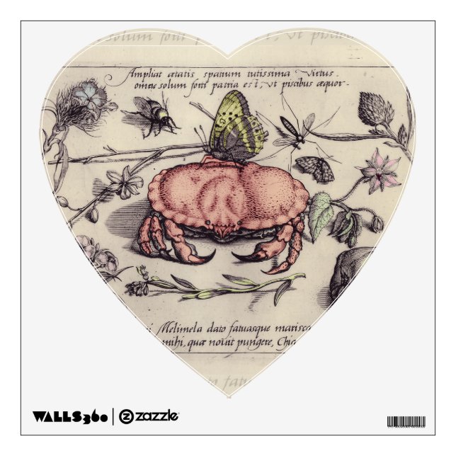 Crab Botanical Insect Flower Illustration Wall Sticker (Front)