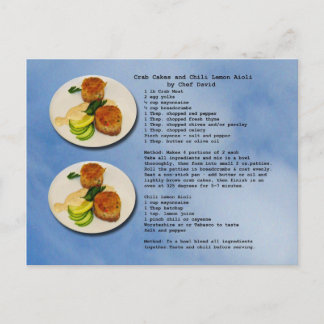 Crab Cakes Recipe Postcard