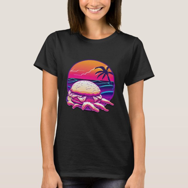 Crab Cakes Synthwave 80s Retrowave Aesthetic T-Shirt (Front)