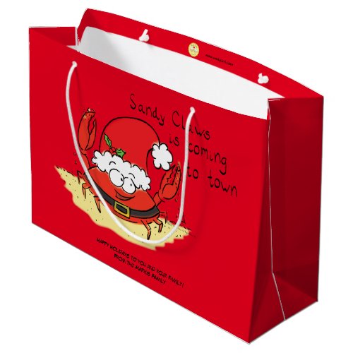 Crab Christmas Beach Tropical Funny Large Gift Bag