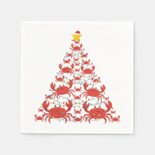 Crab Christmas Tree Santa Hat Christmas Lights Napkins