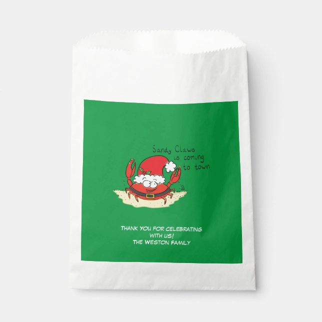 Crab Christmas Tropical Funny Favor Bag (Front)
