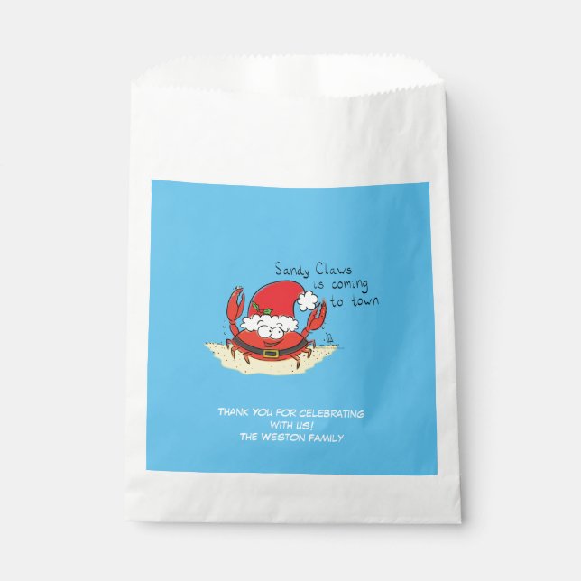 Crab Christmas Tropical Funny Favor Bag (Front)