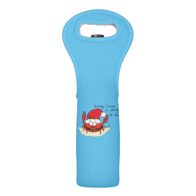 Crab Christmas Tropical Funny Wine Bag (Front)