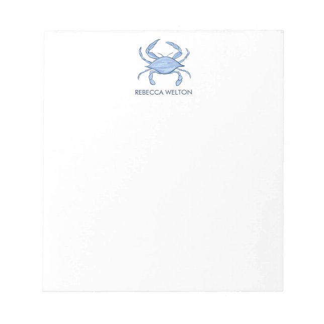 Crab Coastal Chic Note Pad (Front)