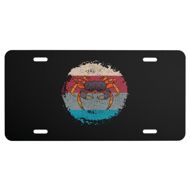 Crab Crabbing Retro License Plate (Front)