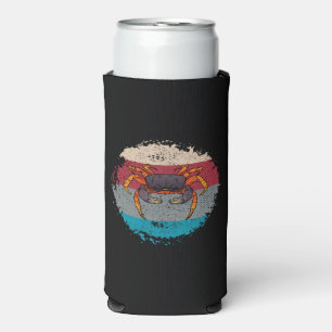 Crab Crabbing Retro Seltzer Can Cooler