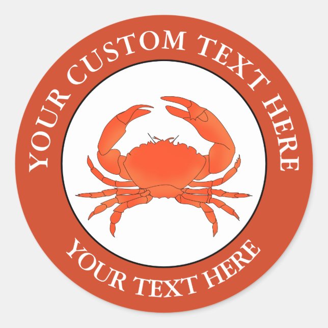 Crab Custom Text Logo Icon 1 1/2" Classic Round Sticker (Front)