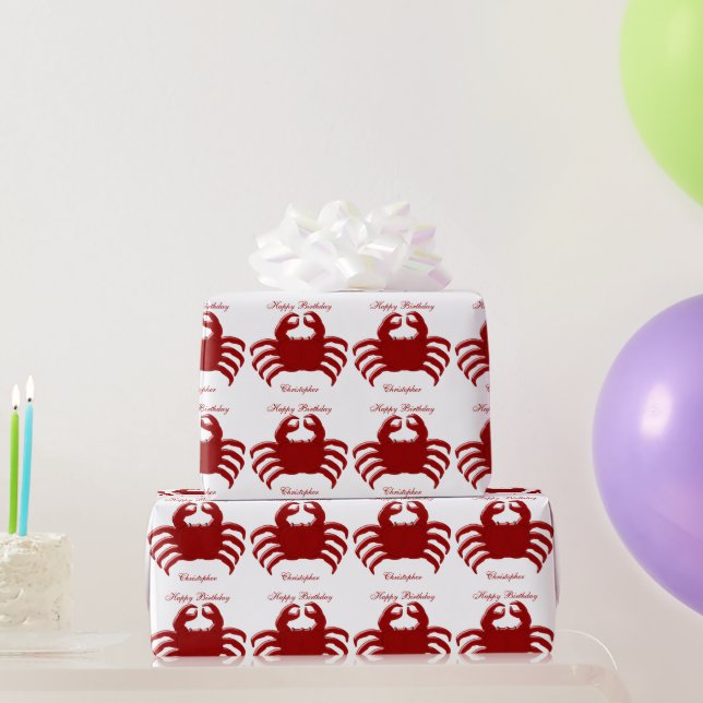 Crab Design Birthday Wrapping Paper (Party Gifts)