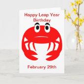 Crab Design Leap Year Birthday Card (Yellow Flower)