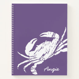 Crab Design Purple and White Personalised Notebook
