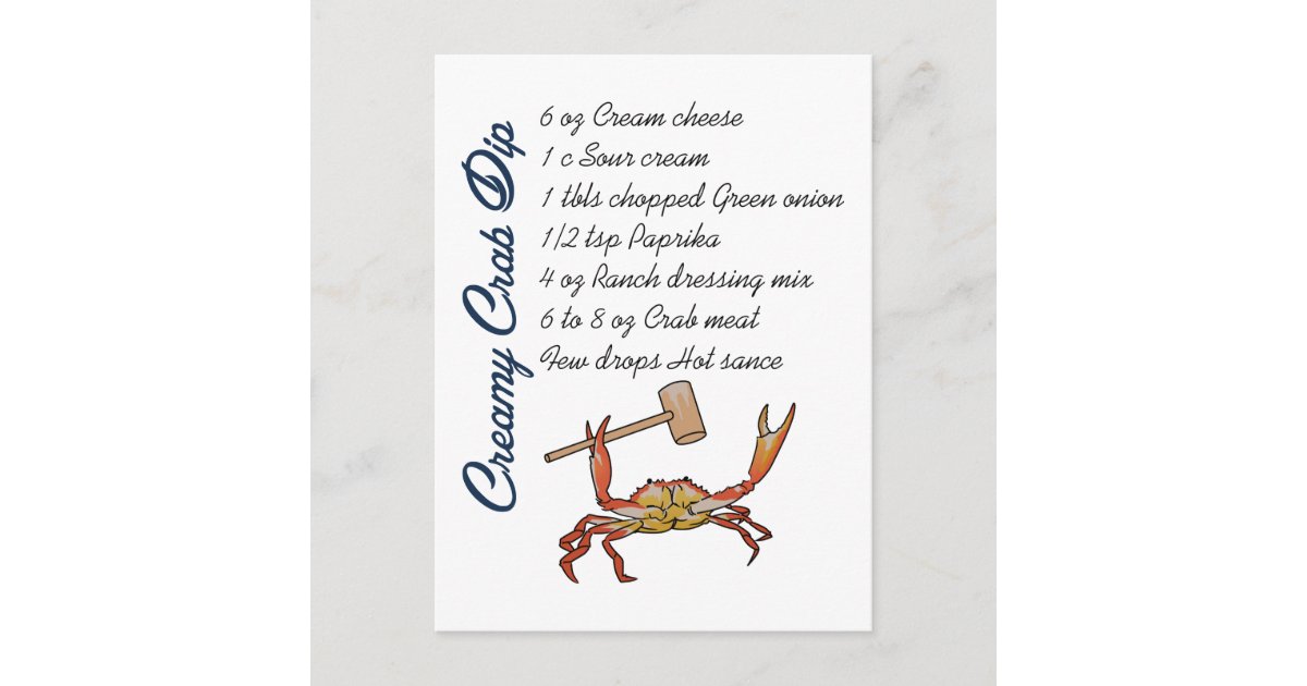 Crab Dip Recipe Postcard | Zazzle