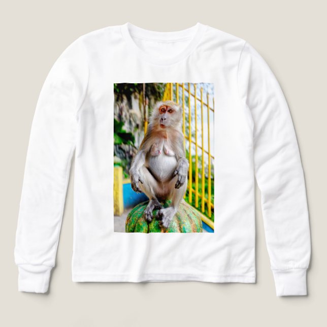 Crab-eating macaque Tri-Blend shirts (Design Front)