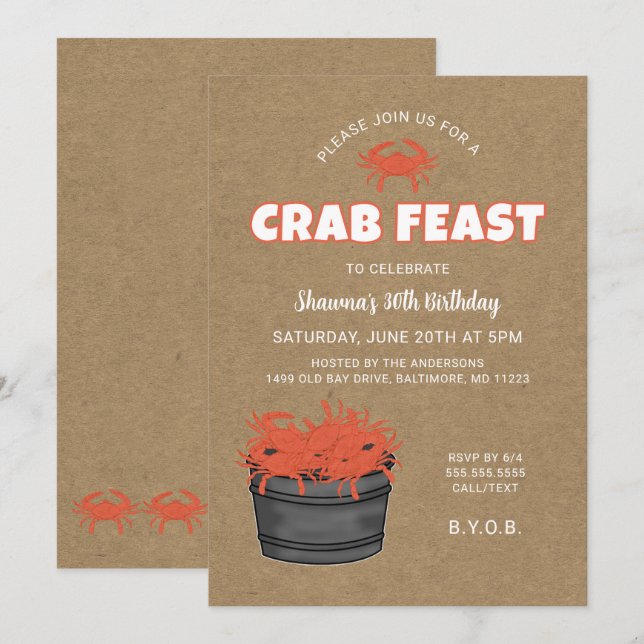 Crab Feast Birthday Party Invitation (Front/Back)