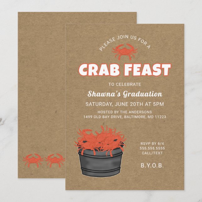Crab Feast Graduation Party Invitation (Front/Back)