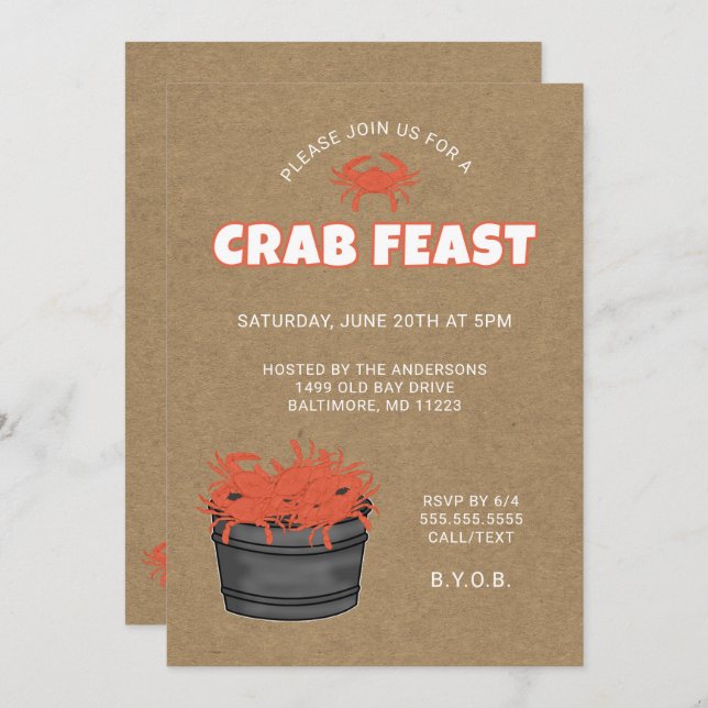 Crab Feast Party Invitation (Front/Back)