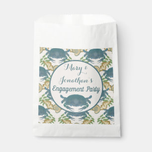 Crab Feast-Watercolor Blue Crabs, Engagement Favor Bag