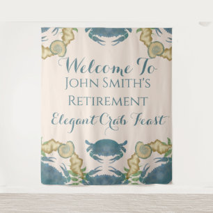 Crab Feast-Watercolor Blue Crabs, Retirement Tapestry