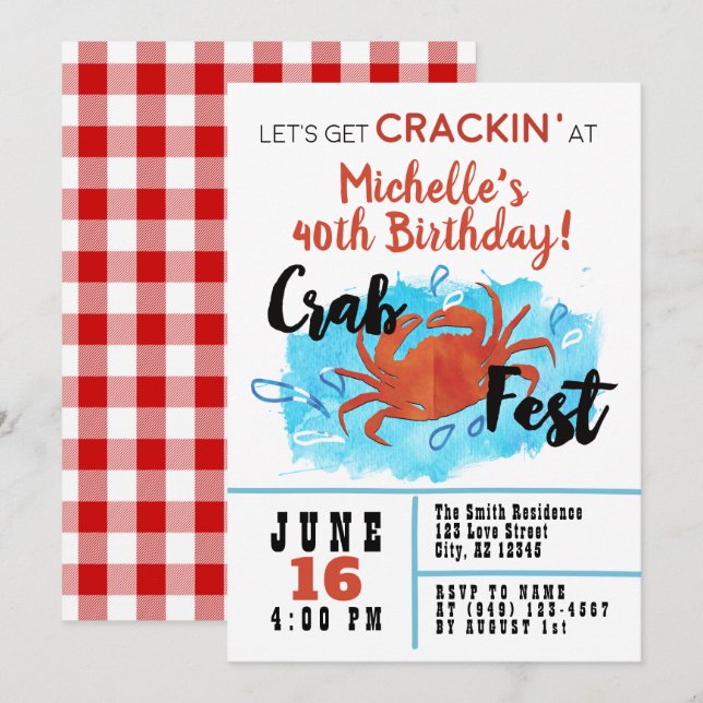 Crab Fest Boil Nautical Birthday Invite (Front/Back)