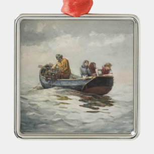 Crab Fishing (by Winslow Homer) Metal Ornament