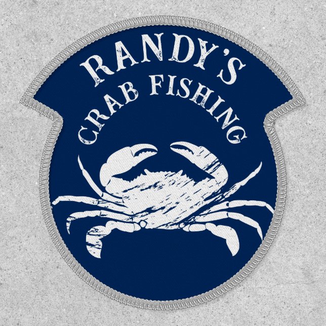 Crab Fishing Personalised Blue and White Seafood Patch (Front)